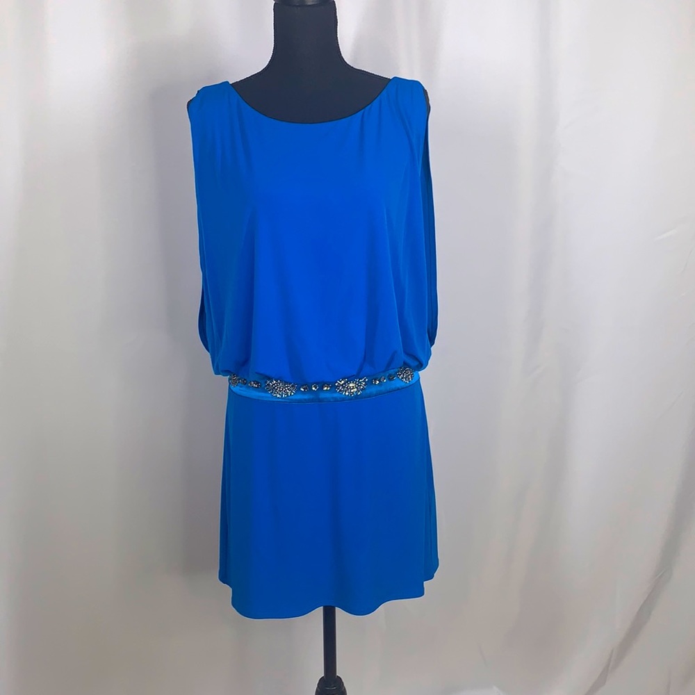 Laundry By Shelli Segal Blue Rhinestone Dress